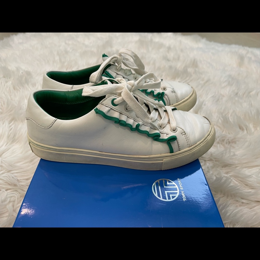 Tory Burch sport calf leather ruffle sneaker